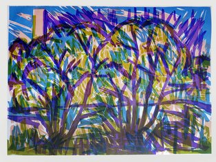 Bäume mit Hochhaus, 1990, 4-farbig