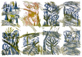 8 Landschaftskizzen, 1992, 3-farbig